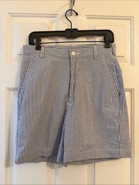 Men’s Jos. A. Bank Blue and White Seersucker Stripe Shorts size 30